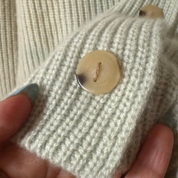 VINCE | Mint Green 100% Cashmere Shaker Knit Chunky Cardigan Sweater | Medium - Picture 6 of 7